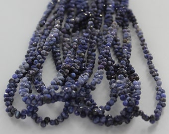 Naturliga blå diopside dropppärlor 3 x 5 mm, AAA fasetterade dropppärlor, sidoborrad, 16 tums sträng, smyckestillverkning