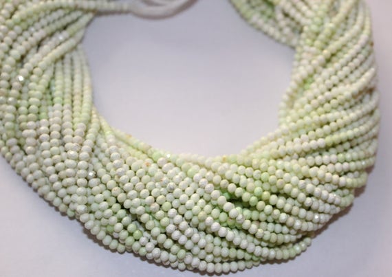 Natural Lemon Chrysoprase Beads 2.5–4 mm, AAA+ Micro Faceted Rondelle Gemstone Beads, 13 Inch Strand, Jewelry Making
