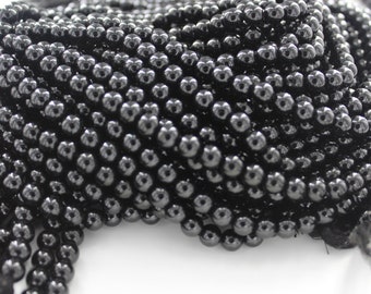 Naturliga svarta spinellpärlor med släta runda pärlor, 5 mm 6 mm 7 mm 8 mm, 15 tum hel sträng, obehandlade svarta ädelstenspärlor för smyckestillverkning