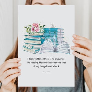 Buchliebhaber Poster, Digitaler Kunstdruck Buchzitat, Wandbild Geschenk für Bücherwürmer, DOWNLOAD