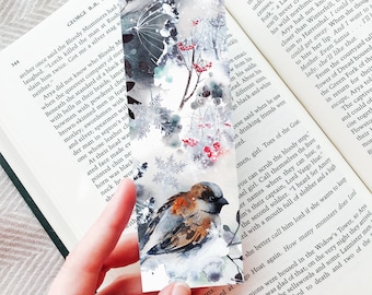 Bird Bookmark Printable, Winter Bookmark for Books, Book Lover Gift, Reading Gifts, Book Accessory, Illustrated Book Marker, DOWNLOAD