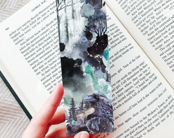 Raven Printable Bookmark, Watercolor Bookmark for Books, Book Lover Gift, Bookish Reading Gift, Book Accessory, Digital Book Marker DOWNLOAD