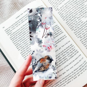 Bird Bookmark Printable, Winter Bookmark for Books, Book Lover Gift, Reading Gifts, Book Accessory, Illustrated Book Marker, DOWNLOAD