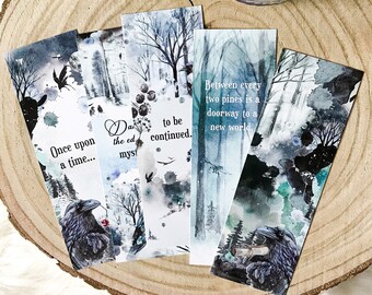 Raven Printable Bookmarks, Once upon a time, Fantasy Gifts for Readers, Watercolor Bookmarks for Books, Book Lover Gift, DOWNLOAD