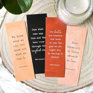Shakespeare Quotes Bookmark Set, Printable Bookmarks with Quotes, Shakespeare Gifts for Readers, Literary Gifts, Literature Quotes, DOWNLOAD