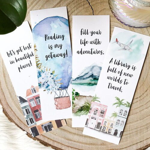 printable bookmarks travel themed bookish quotes bookmarks for etsy