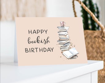 Birthday Card for Book Lovers, Bookish Gifts for Readers, Digital Greeting Card Happy Birthday, Librarian Gifts, Bookworm Gifts, DOWNLOAD