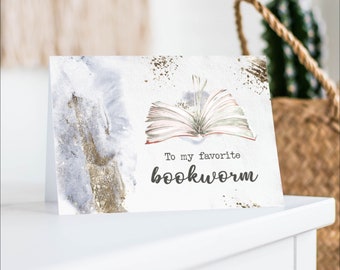 Bookworm Greeting Card, Bookish Gifts for Readers, Digital Card for Book Lovers, Birthday Card, Librarian Gifts, Bookworm Gifts, DOWNLOAD