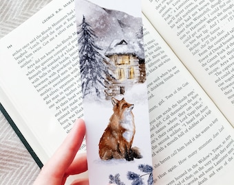 Fox Bookmark Printable, Winter Woodland Animals Bookmark, Snow Nature Forest Bookmark, Book Lover Gifts for Readers, Bookish Gifts, DOWNLOAD