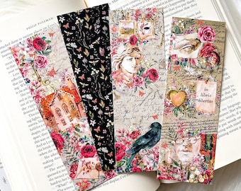 Light Academia Bookmarks Printable, Cottagecore Digital Bookmarks PDF, Bookish Gifts for Readers, Floral Bookmark Set, DOWNLOAD
