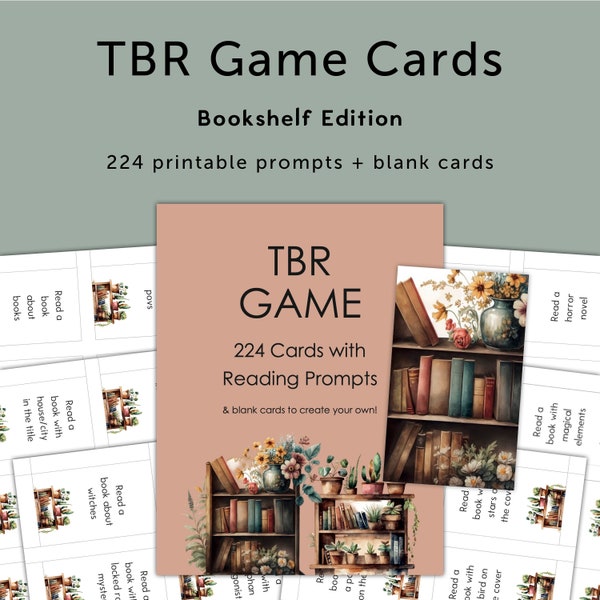 TBR Game Printable, Cards with Reading Prompts – Bookshelf Edition – DOWNLOAD