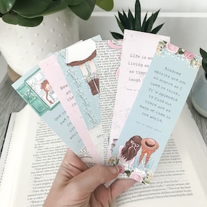 Set di segnalibri stampabili Anne of Green Gables, regali letterari per gli amanti dei libri, citazioni di libri classici della letteratura, DOWNLOAD PDF