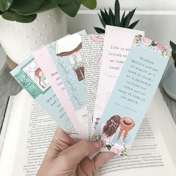 Anne of Green Gables Printable Bookmark Set, Literary Bookmarks with Quotes, Book Lover Gifts for Readers, Reading Bookmark Art, DOWNLOAD