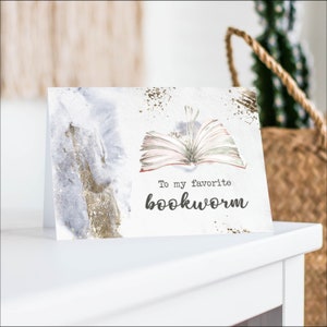 Bücherwurm Grußkarte zum Ausdrucken, Digitale Karte für Buchliebhaber, Geschenk für Leser, Geschenk für Bücherfreunde, PDF – DOWNLOAD