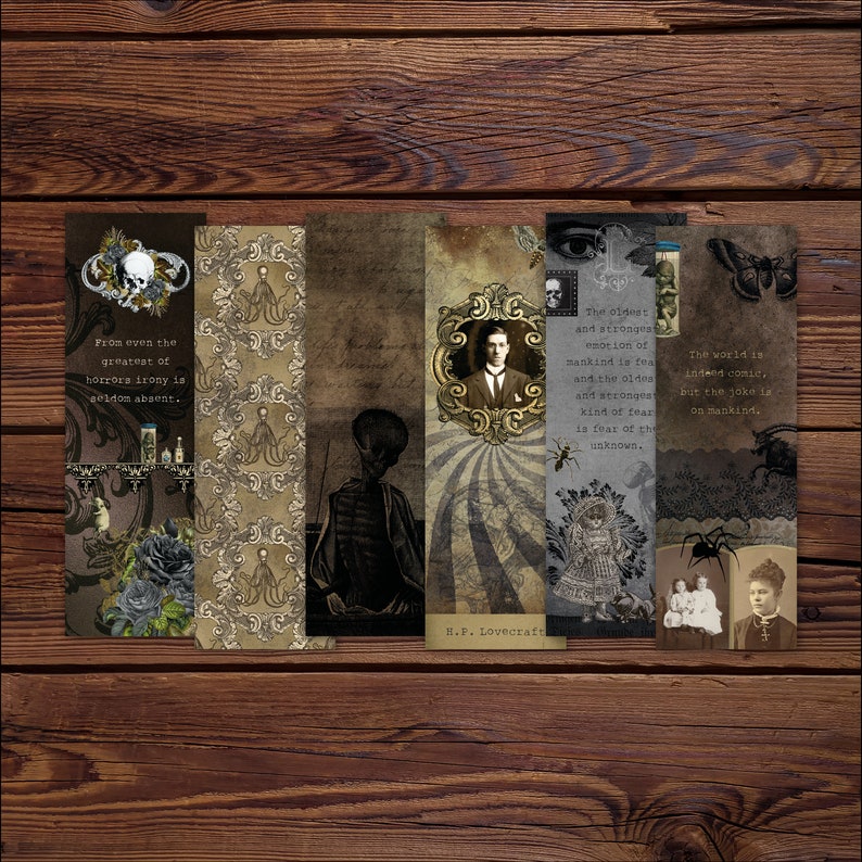 gothic horror bookmark bundle digital printable bookmarks etsy