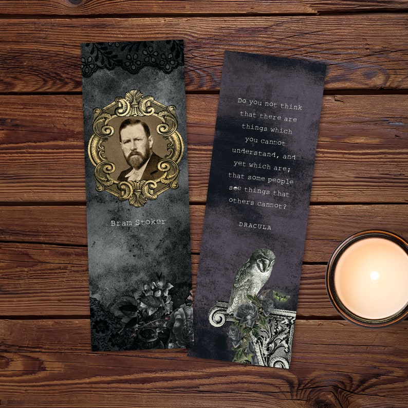 dracula printable bookmark set bram stoker gothic horror etsy