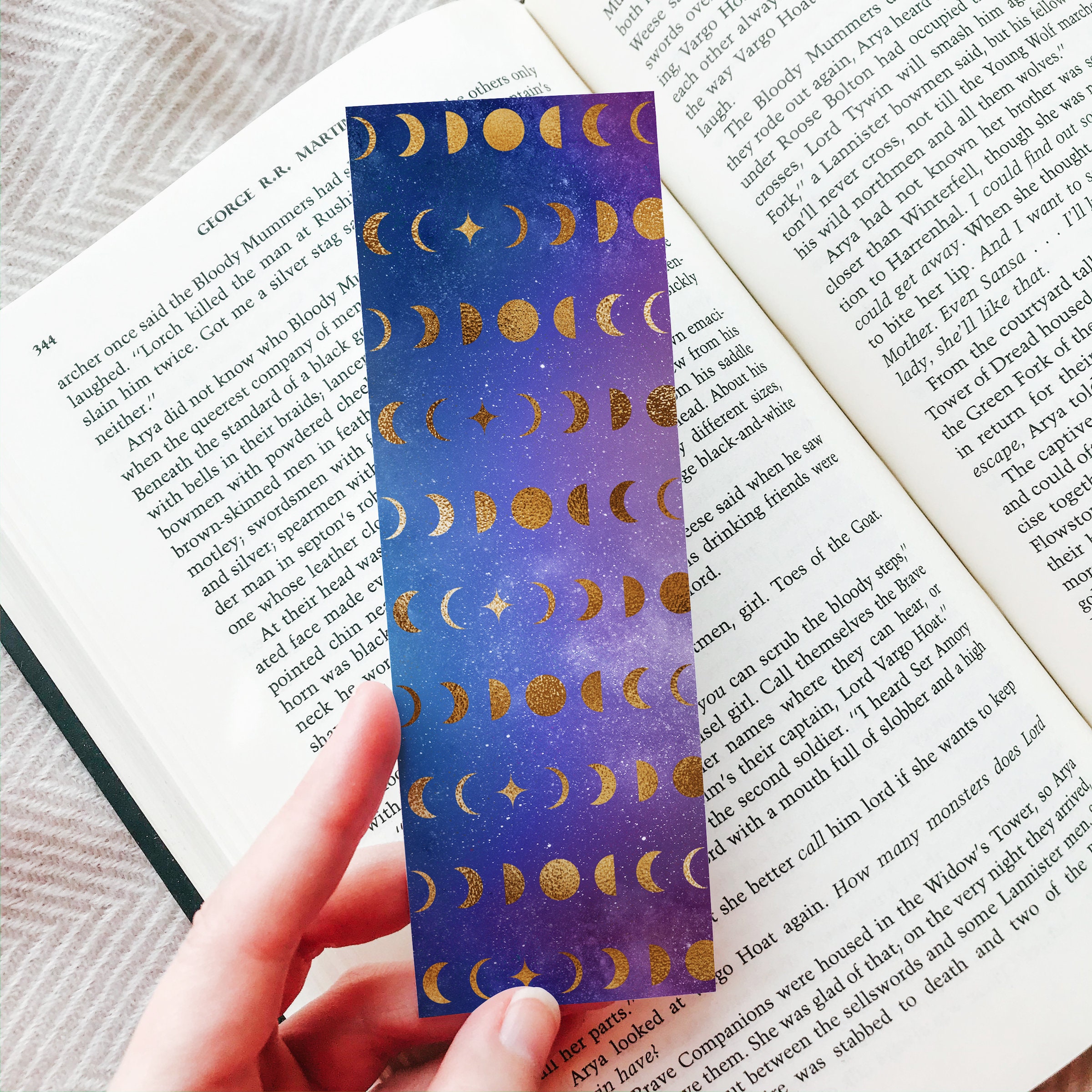 moon phases bookmark printable galaxy bookmark pdf book etsy