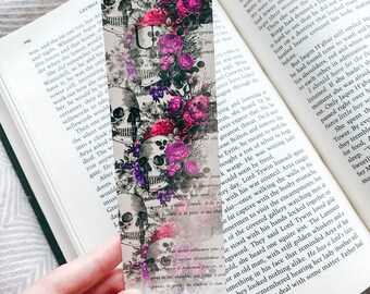 Gothic Bookmark Printable: Skull Bookmark, Halloween Reading Gifts, DOWNLOAD