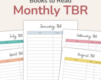 Monthly TBR Lists, Books to Read List, PDF – DOWNLOAD