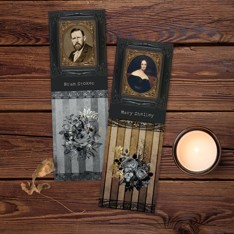 gothic horror bookmark set digital printable bookmarks etsy