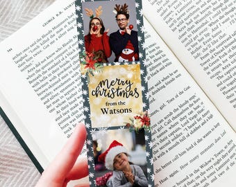 Custom Family Photo Bookmark Christmas: Persoanlized Christmas Greetings, Printable PDF – DOWNLOAD