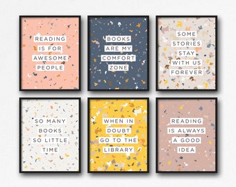 Bookish Gallery Wall Set of 6 Prints with Book Lover Quotes – DOWNLOAD