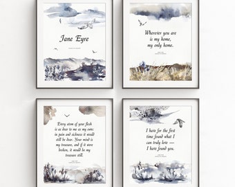 Jane Eyre Wall Art Set Printable: Literary Love Quotes as Book Lover Gift – DOWNLOAD