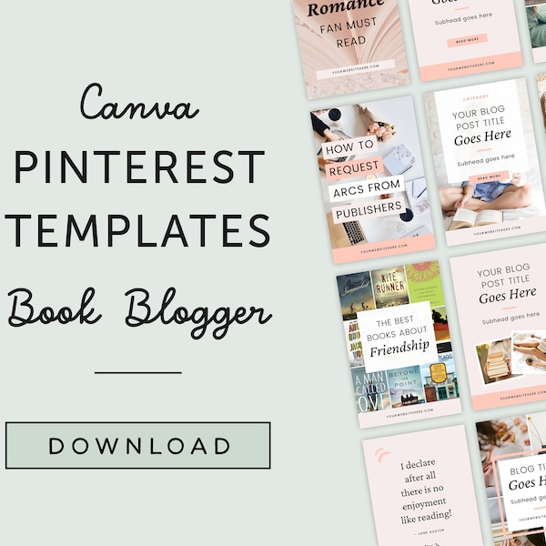 Pinterest Templates für Buch Blogger - Canva Templates Pin Design - Buch Blog Grafiken Pinterest Vorlagen