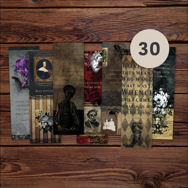 gothic horror bookmark bundle digital printable bookmarks etsy