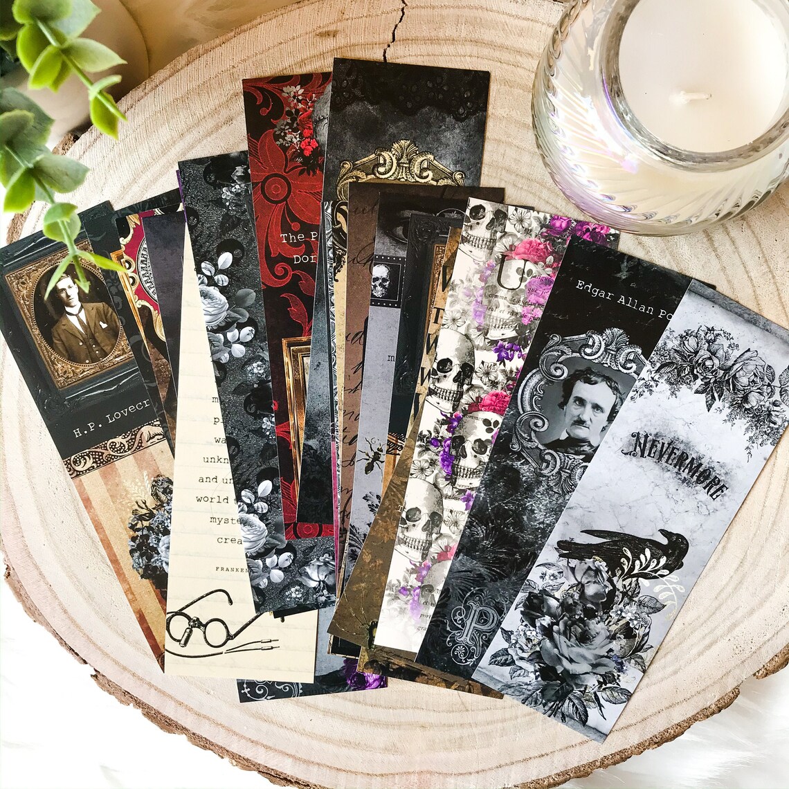 gothic horror bookmark bundle digital printable bookmarks etsy