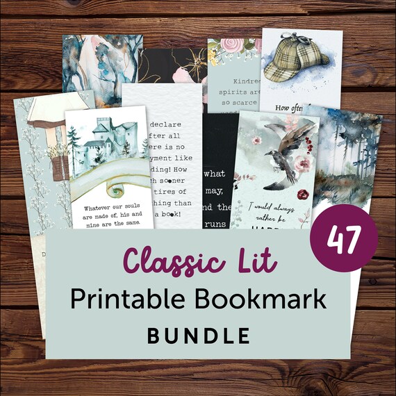 Printable Bookmarks With Classic Literature Quotes Literary - Etsy