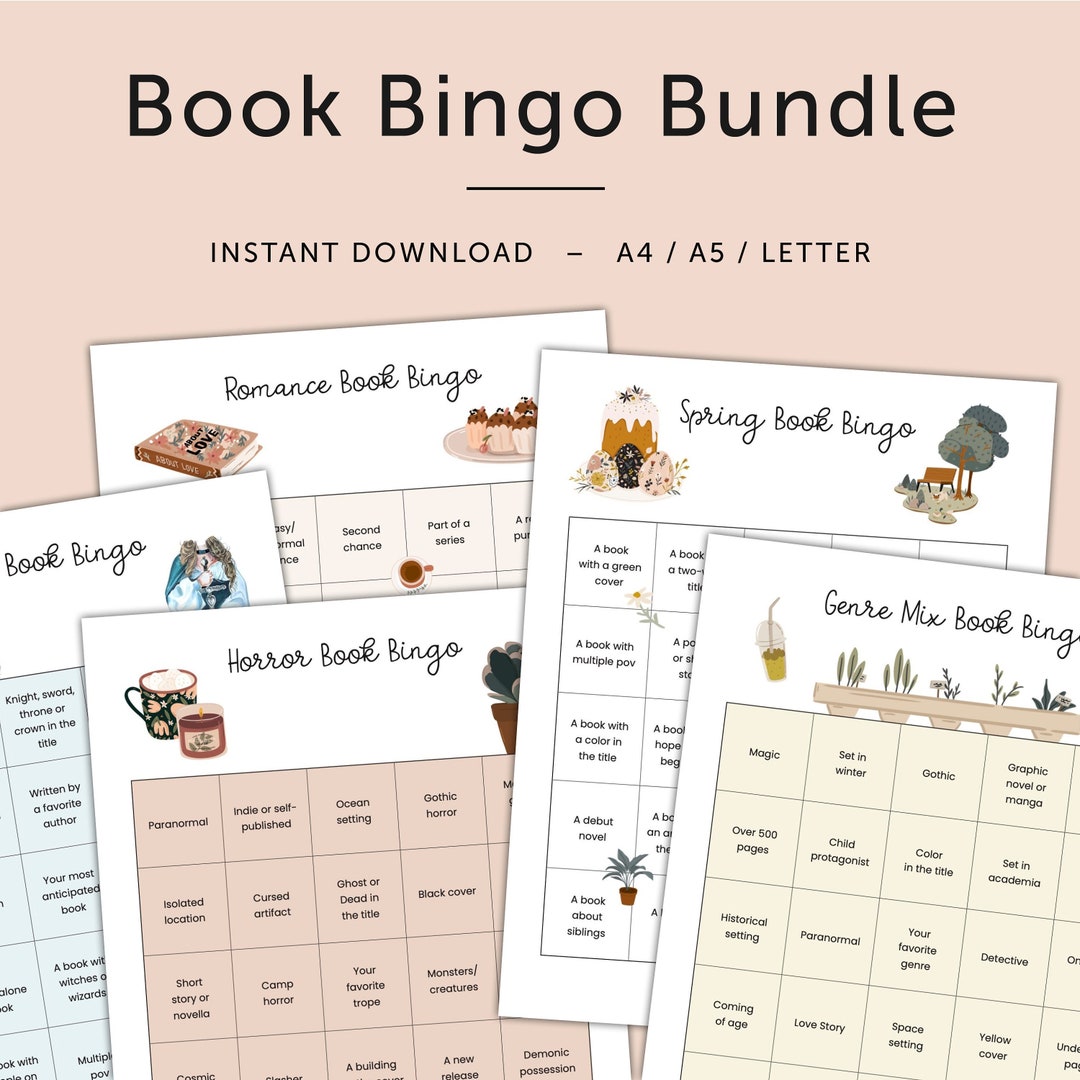 Book Bingo Bundle Printable TBR Game Reading Prompts What - Etsy