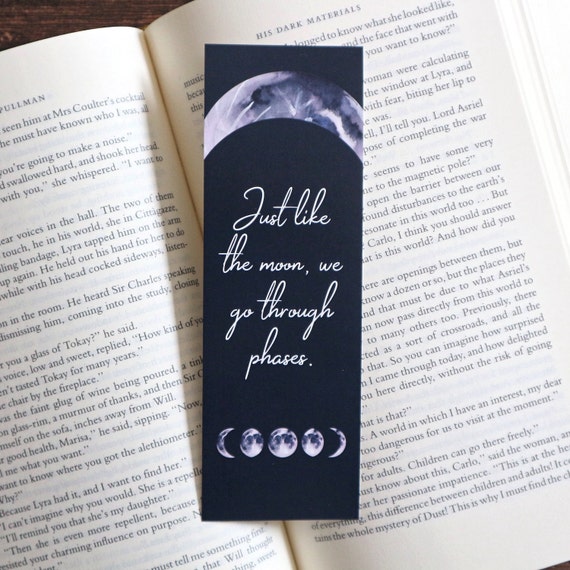 printable bookmarks moon phases quotes i read past my bedtime etsy denmark
