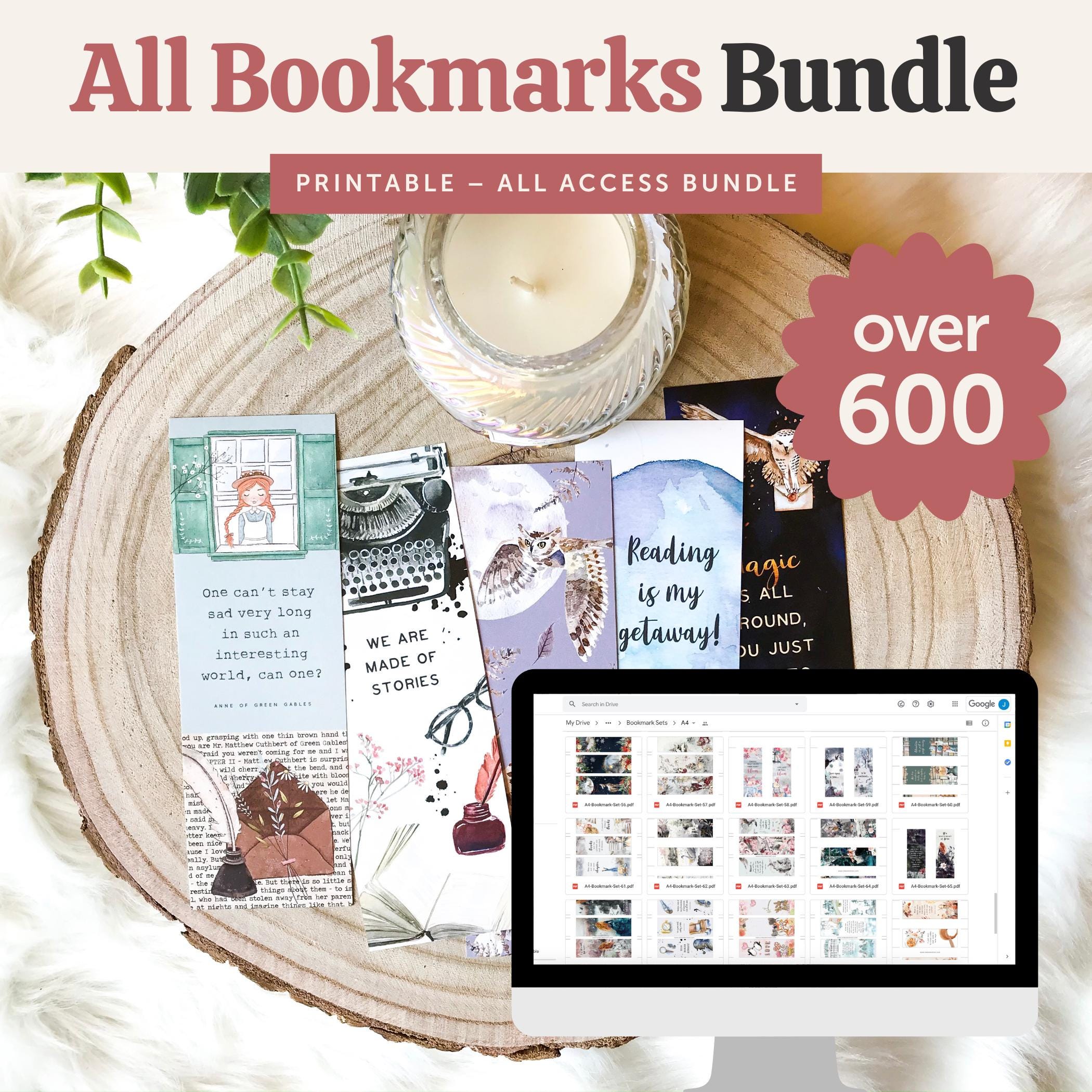 Redemable Bookmark Printable Bookmark Bundle With Over 600 Bookmarks With Quotes ...