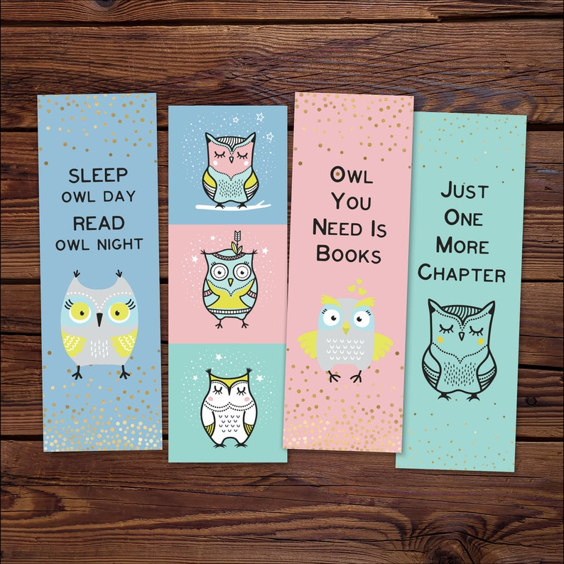 Printable owl bookmarks for books Owl gifts Planner | Etsy