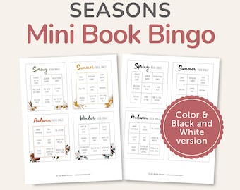 Seasonal Mini Book Bingo Printable, TBR Game, Reading Prompts, What to Read Next, PDF – DOWNLOAD