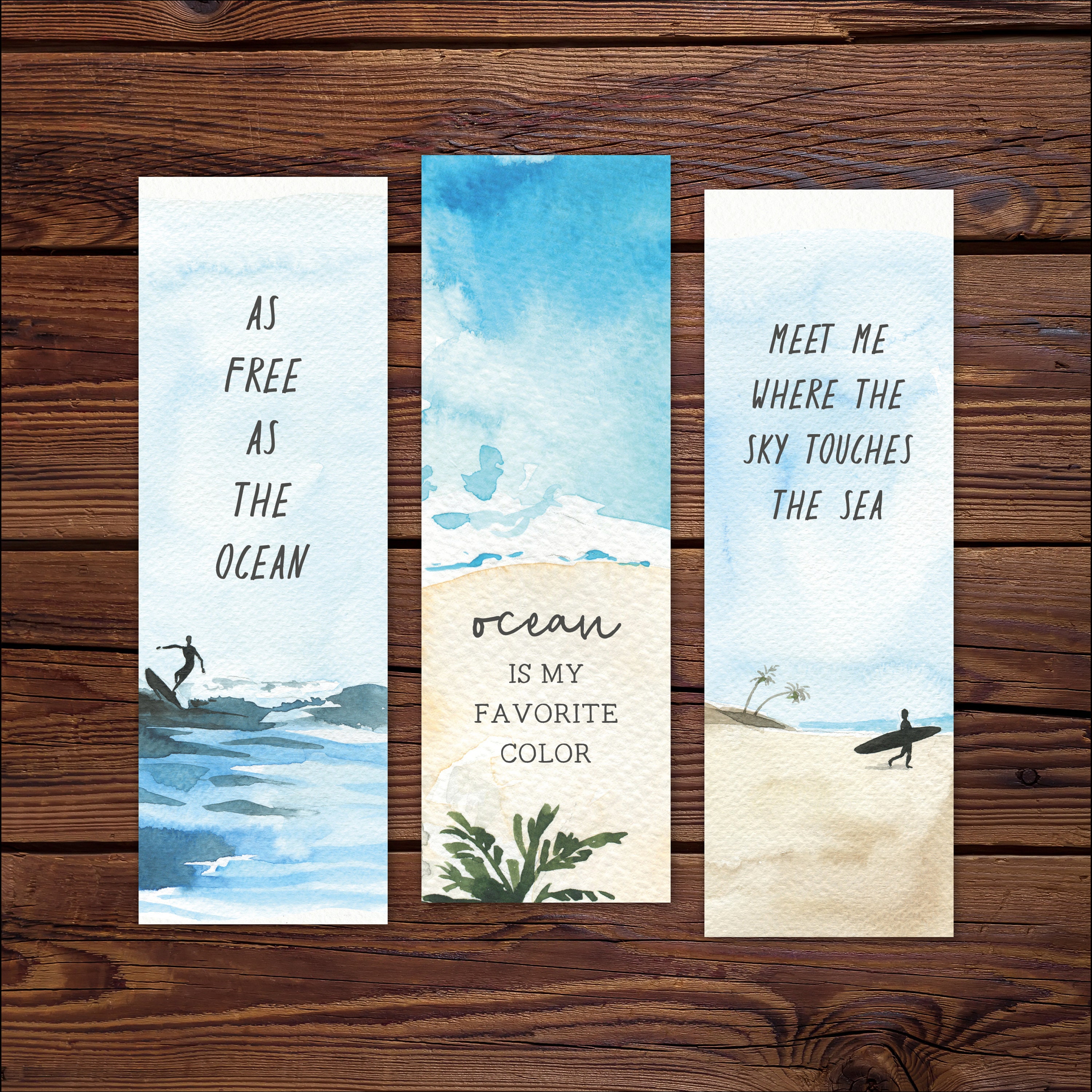 surfer printable bookmark set surfing gifts for readers