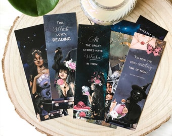 Witches Printable Bookmarks, Wicca Witchcraft Magic, Book Lover Gifts for Readers, Digital Bookmark Set, Literary Reading Gifts, DOWNLOAD