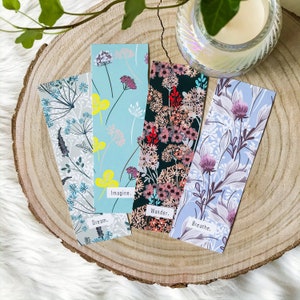 Printable Bookmarks Floral, Digital Bookmark Art, Book Lover Gift, Book Club Gift for Readers, Flower Bookmark Set, PDF, DOWNLOAD
