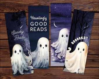 Ghost Bookmarks Printable, Spooky Halloween Gifts for Readers, Halloween Party Favors, PDF – DOWNLOAD