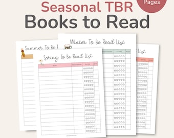 Seasonal Books to Read List Printable, TBR List Template, Reading Lists, PDF – DOWNLOAD