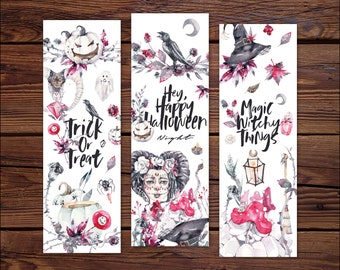 Halloween Bookmarks Printable: Trick or Treat, Halloween Party Favours, DOWNLOAD