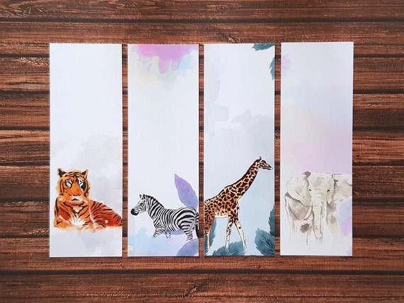 Watercolor Animals Printable Bookmarks Planner Bookmark Animal | Etsy