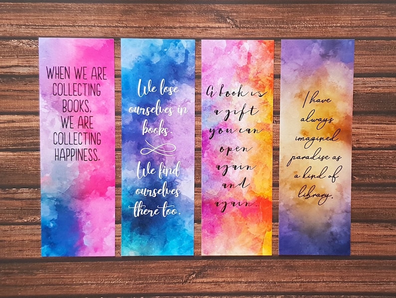watercolor bookmark printable bookmarks book quote bookmark etsy