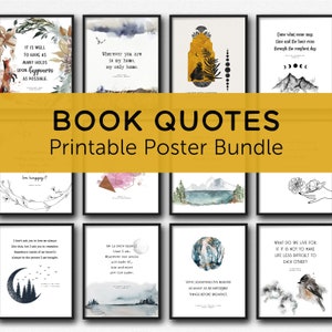 Book Quotes Gallery Wall Set, Printable Classic Literature Poster Bundle of 28 Prints, Digital DOWNLOAD