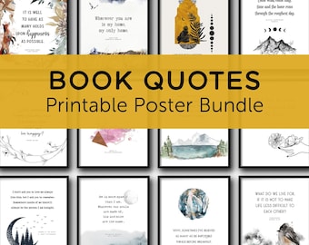 Book Quotes Gallery Wall Set, Printable Classic Literature Poster Bundle of 28 Prints, Digital DOWNLOAD