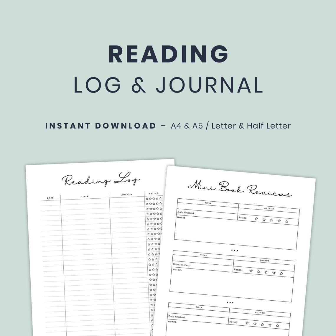 reading-journal-reading-log-reading-tracker-book-log-etsy