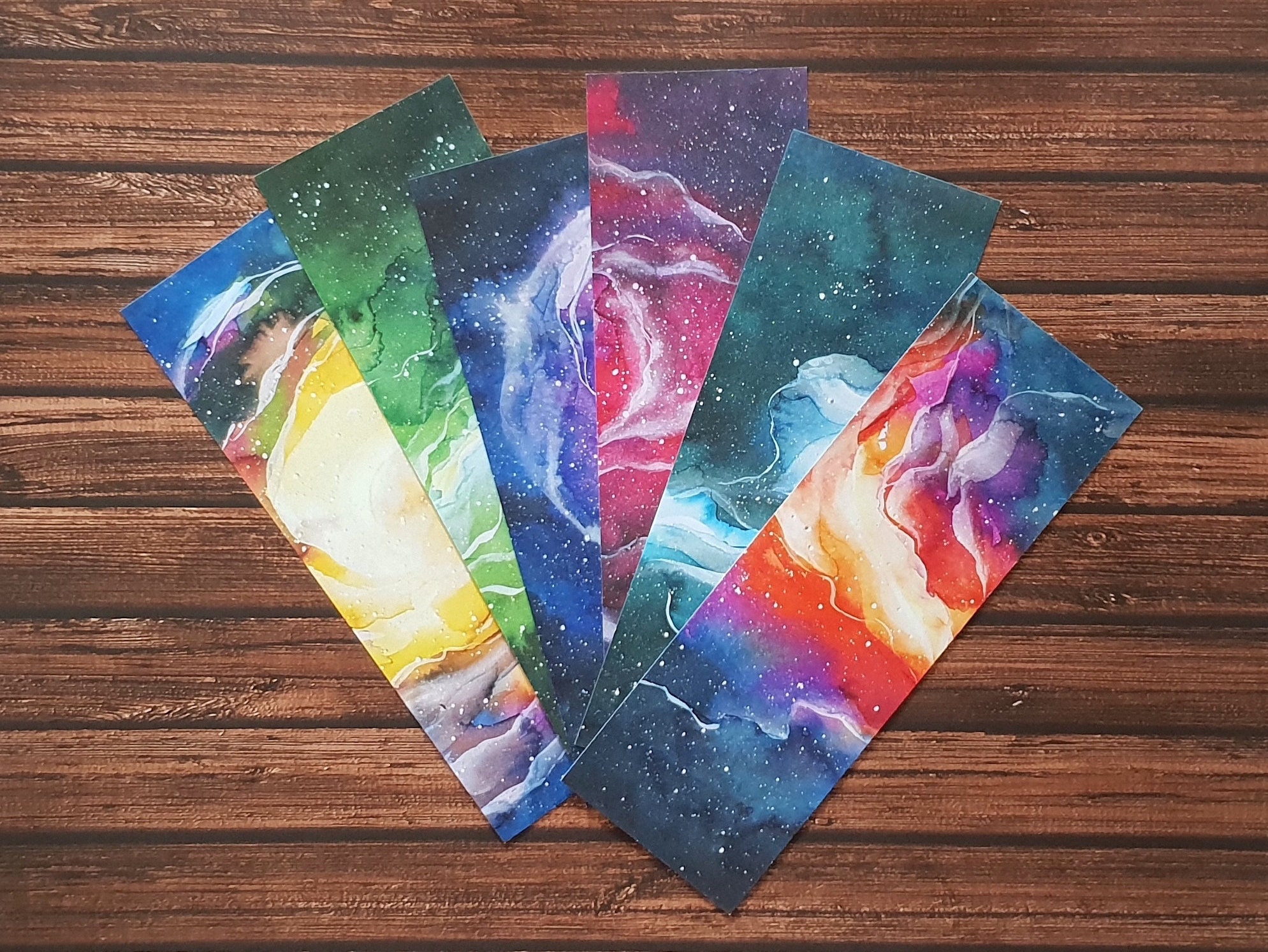 printable bookmarks space bookmark set watercolour galaxy etsy