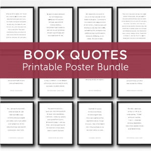 Book Quotes Gallery Wall Set, Printable Classic Literature Poster Bundle of 48 Typography Prints, DOWNLOAD