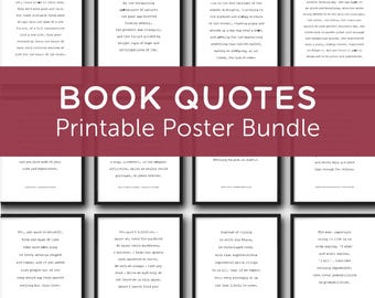Book Quotes Gallery Wall Set, Printable Classic Literature Poster Bundle of 48 Typography Prints, DOWNLOAD
